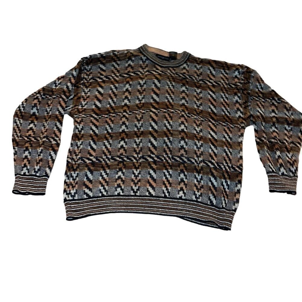 Jhane Barnes Vintage Mens Sweater Size XL Multicolor Knit Round Neck Casual